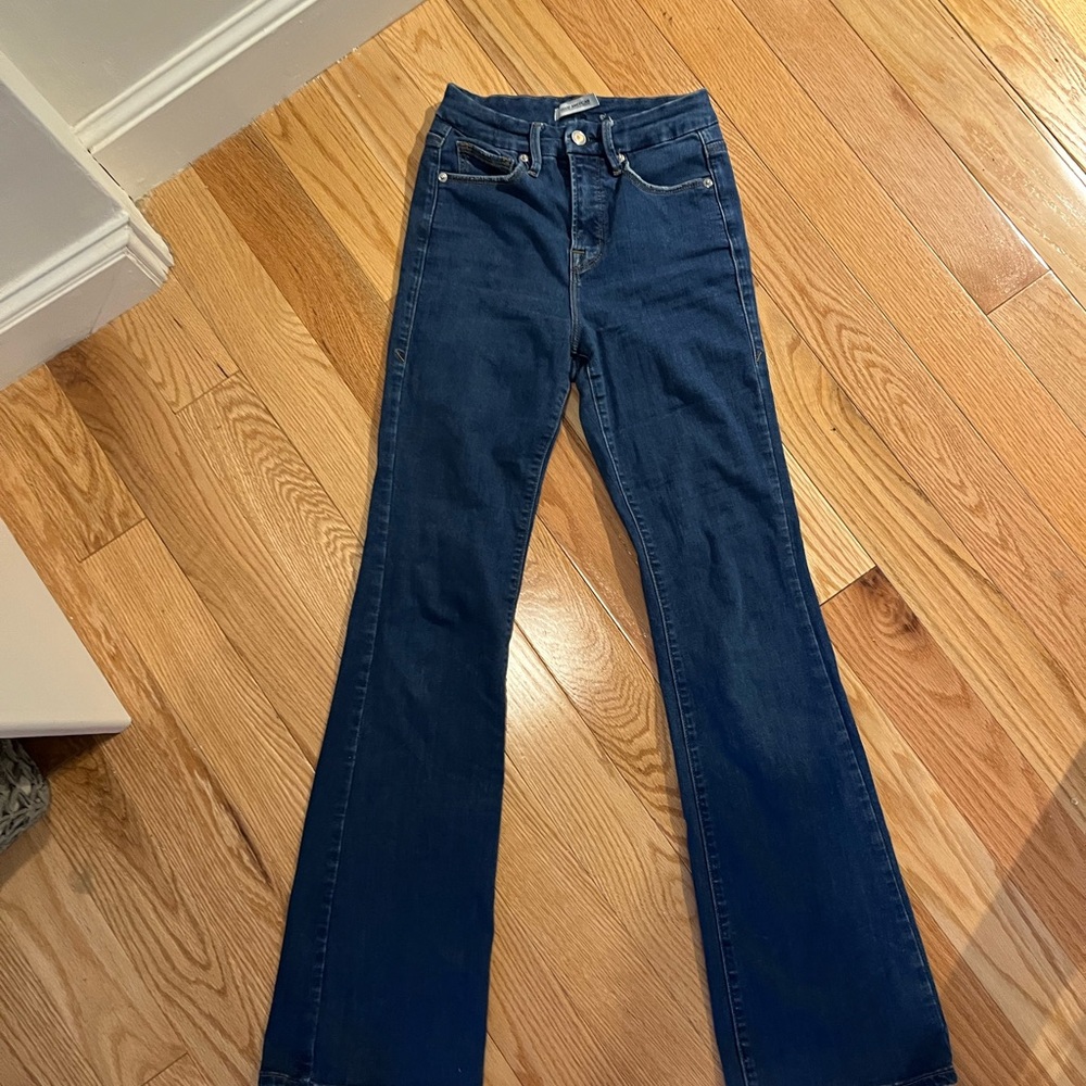 Good American Blue Flare Wide Leg Jeans